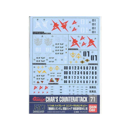 GUNDAM DECAL 71 CHARS COUNTERATTACK EARTH FEDERATION