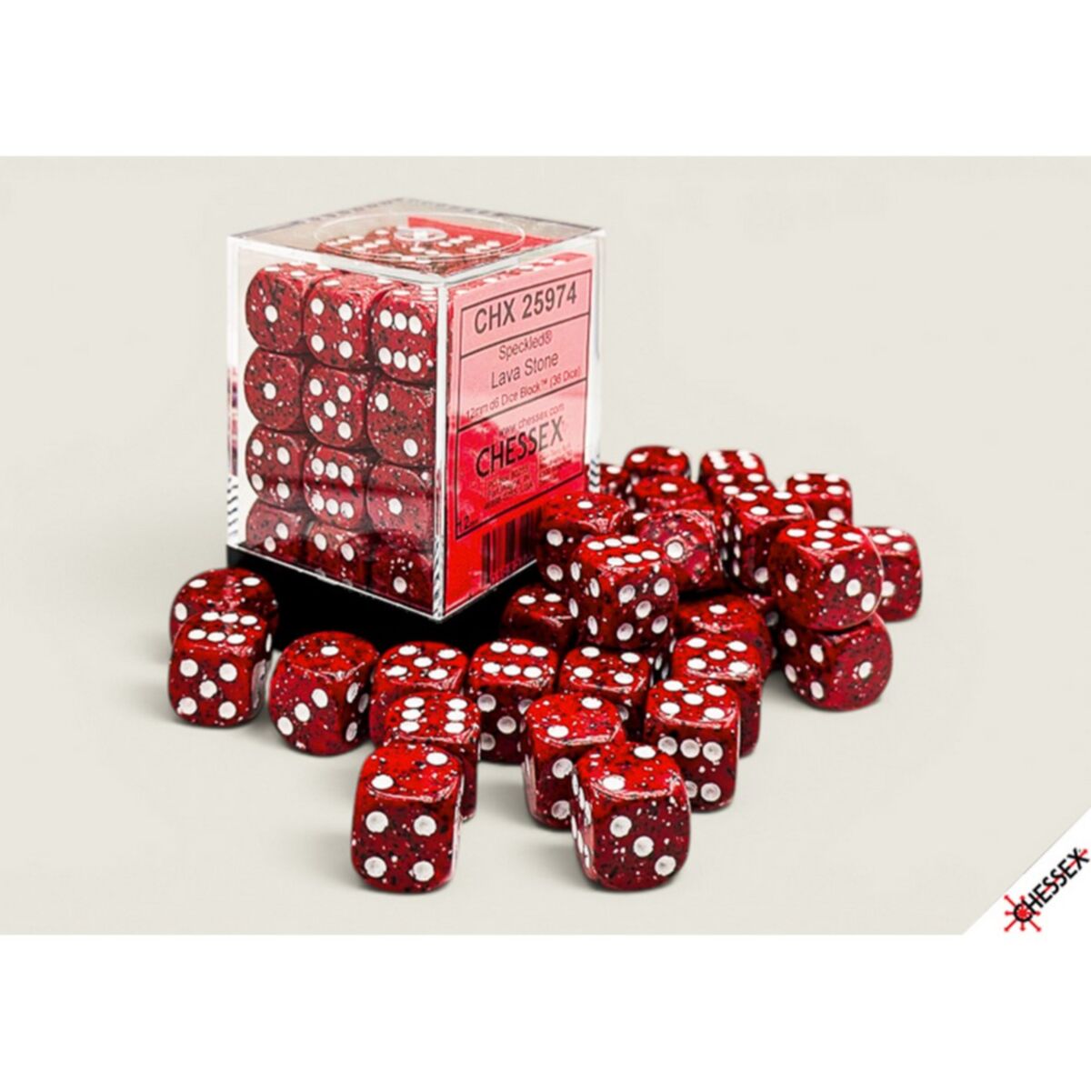 Chessex Speckled 12mm D6 Lava Stone Dice Block (36 Dice)